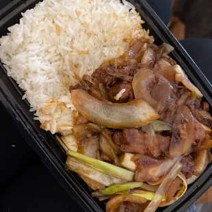 C29. Mongolian Beef Dinner Combo with 114. White Rice