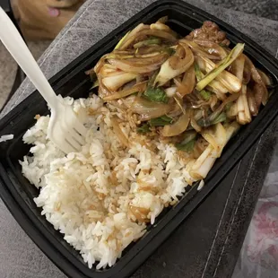 C29. Mongolian Beef Dinner Combo with 114. White Rice instead of pork fried rice