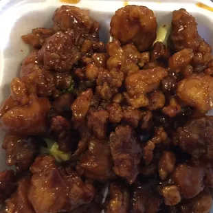Orange chicken, the best of what I ordered, but still gross.