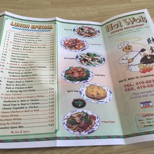 The front of the menu.