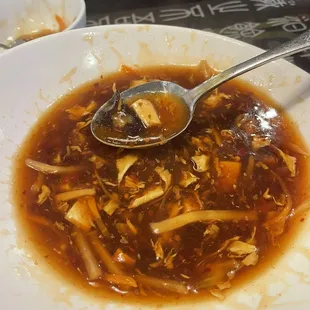 Hot and sour soup- perfect- just the right amount of spice!