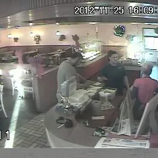 two men in a fast food restaurant