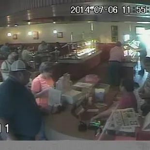 a group of people in a restaurant
