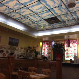 Main counter. Lots of pic in the wall.