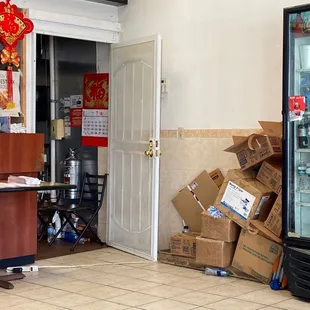 Area in lobby next to soft drinks