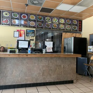 the front counter of a restaurant