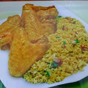 Our jumbo Chicken Wings with Pork Fried Rice