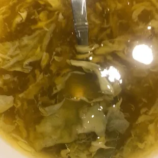 Old green moldy eggs in my soup