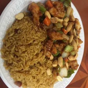 Szechaun Chicken with fried rice.