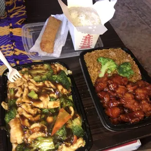 Chicken and Broccoli (left) General Tso Special (right)