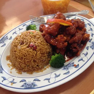 Orange chicken with fried rice