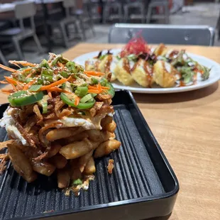 two plates of food on a table