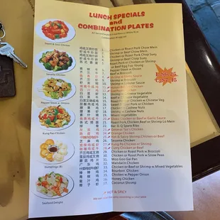 a menu for lunch specials