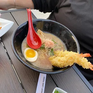 Shrimp tempura and soup