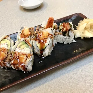a plate of sushi