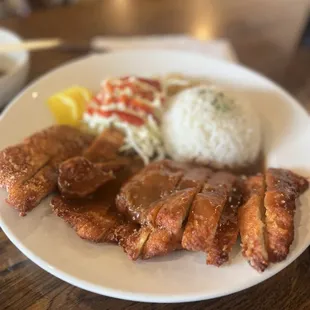 Large portion size.  Tonkatsu with Demi sauce.