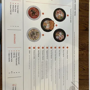ramen and noodles, menu