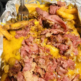Chili cheese, pastrami, fries