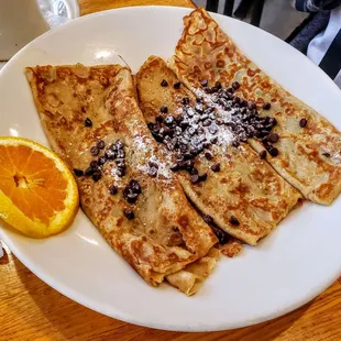 Chocolate Chip Crepes at Hotcakes Emporium Avon