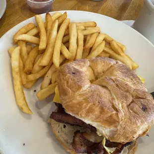 Egg sandwich on croissant