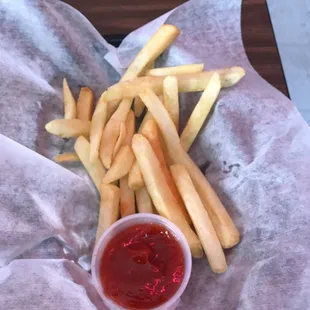 french fries and ketchup