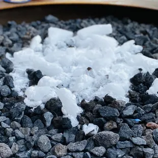 Dry ice on the fire pit. Dryce, get it?