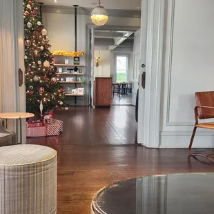 Glimpse of the Christmas tree in the lobby