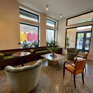 the lobby of a hotel