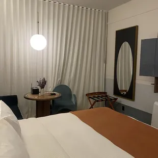 Bed room with great curtains