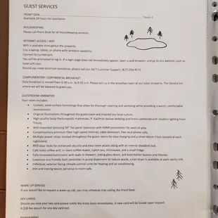 Things to know during your stay