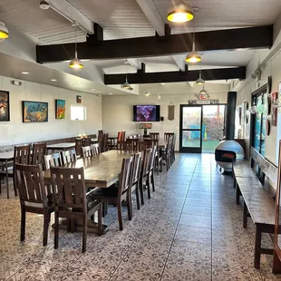 Communal eating/painting/game board area.