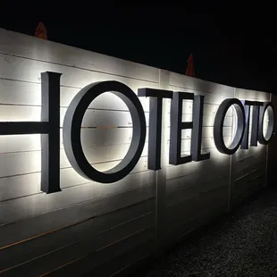 Sign at night.