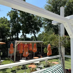 Outdoor area by bocce court