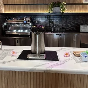 early morning complimentary coffee bar