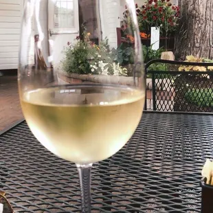 a glass of white wine