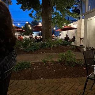 patio area with tables and chairs