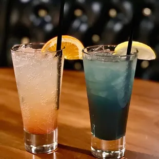 Mocktails at the new copper room downstairs. Left was cranberry orange mocktail. Right is Lavender lemonade.