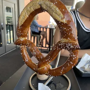Pretzel with cheese dipping sauce