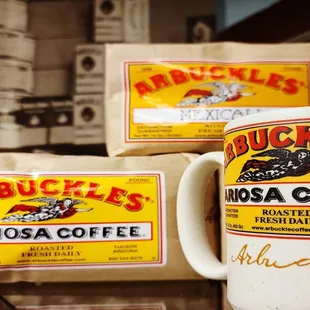 Enjoy a cup of Arbuckles cowboy coffee!