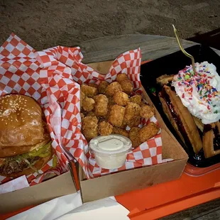 Matrix Burger Sriracha Ranch Tots Birthday Waffle "Party in a Bowl"