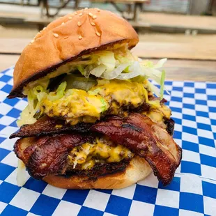 CBGBurger: A meatier version of our Vegas burger with double patties &amp; bacon