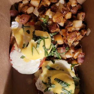 Takeout caprese benedict