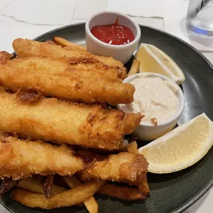 Fish and chips with garlic aioli