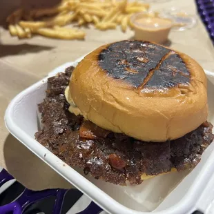 Hotline burger and garlic parm fries