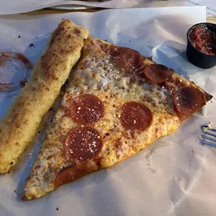 Parmesan bread stick &amp; Pepperoni Pizza slice