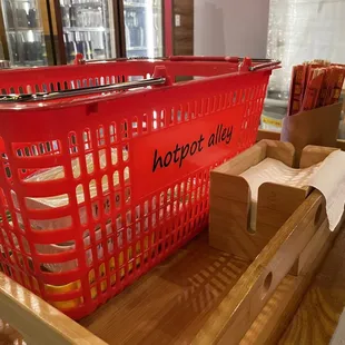 The basket that you&apos;re provided to &quot;shop&quot; for your meats and veggies