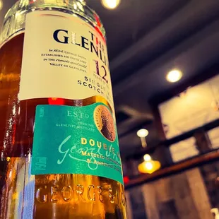 a closeup of a bottle of liquor