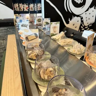 Conveyor belt with variety of food