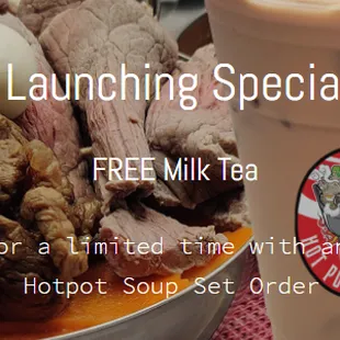 Launching Special, FREE Milk Tea with every order!