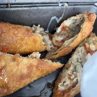 Chicken and beef egg rolls